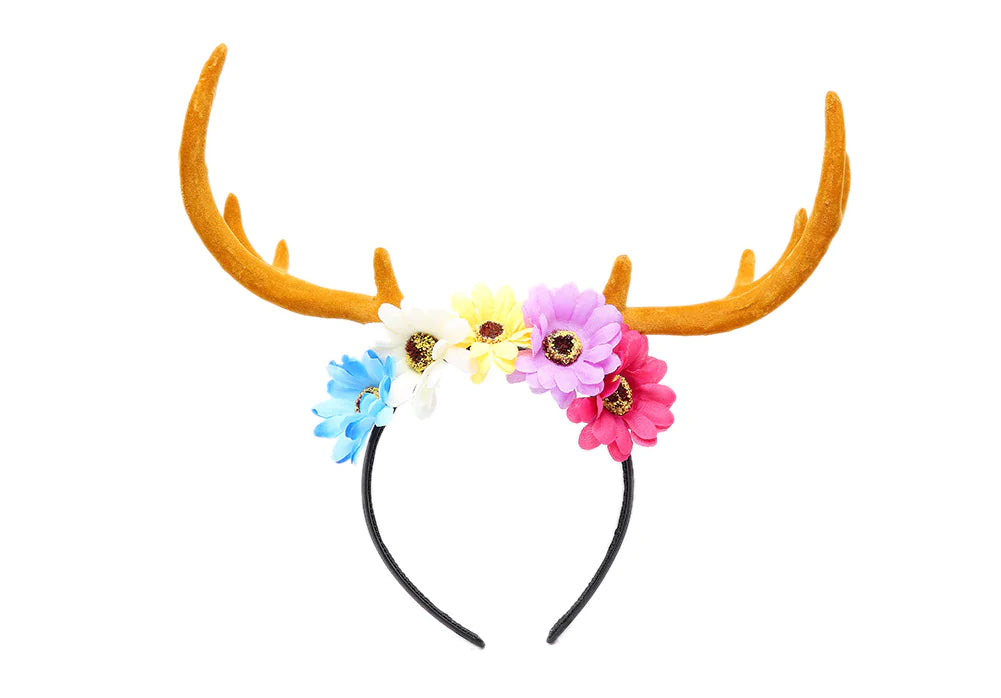 Christmas Antler Floral Headband