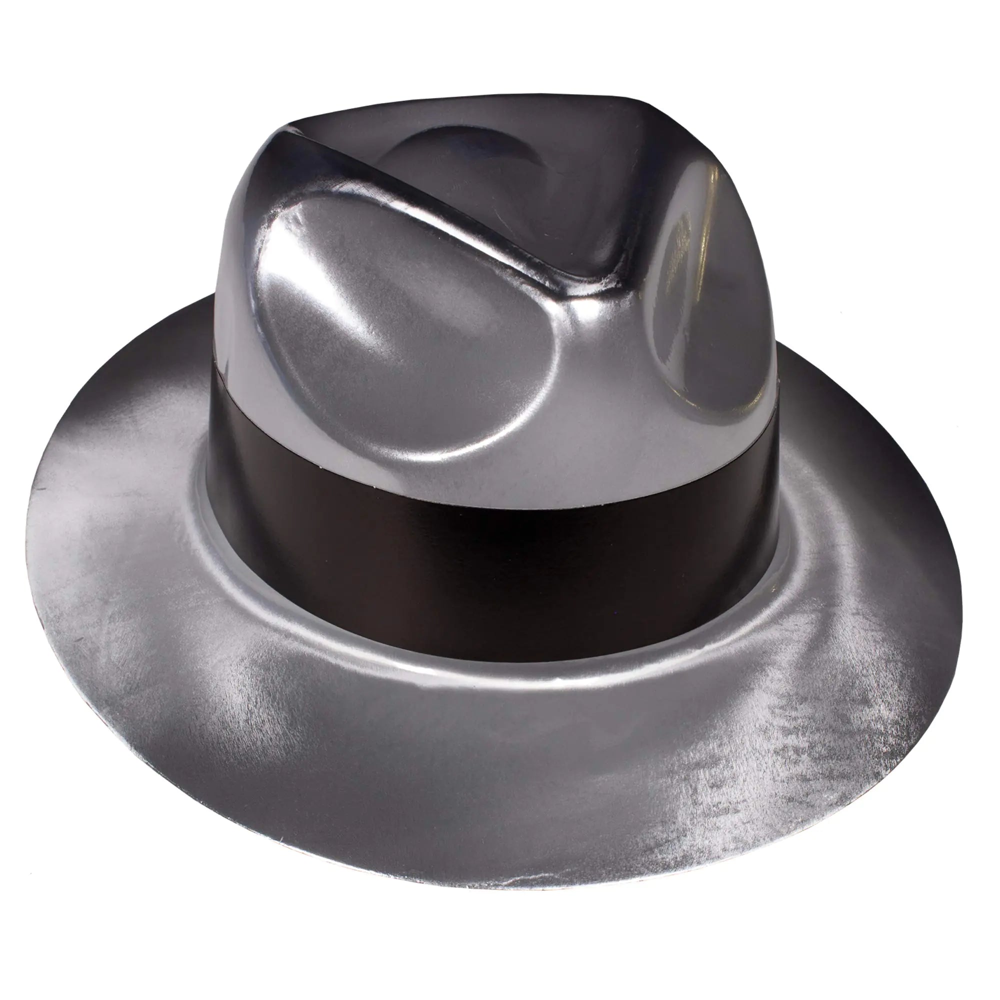 Windy City Novelties New Years Eve 2025 Plastic Gangster Fedoras - 12 Pack (Silver)