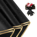 LDFDRT Flower Wrapping Paper 20 Sheets Bouquet Wrapping Paper Floral Wrapping Paper Bouquet Waterproof Wedding Paper For Flowers Bouquets DIY Crafts 22.8 * 22.8 Inches (black-gold)