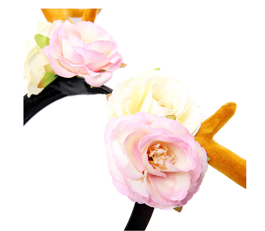 Christmas Antler Floral Headband